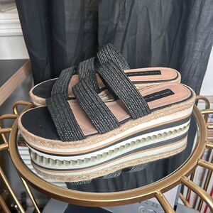 Steven By Steve Madden Black Woven Platform Sandals